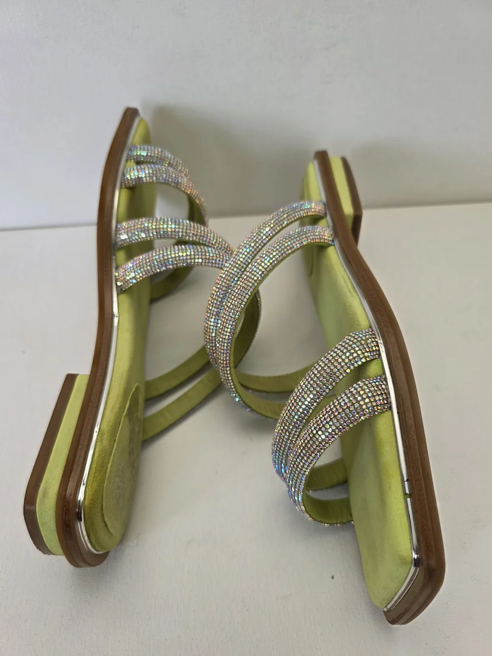 Vince Camuto Lime Green Crystal-Embellished Slide Sandal